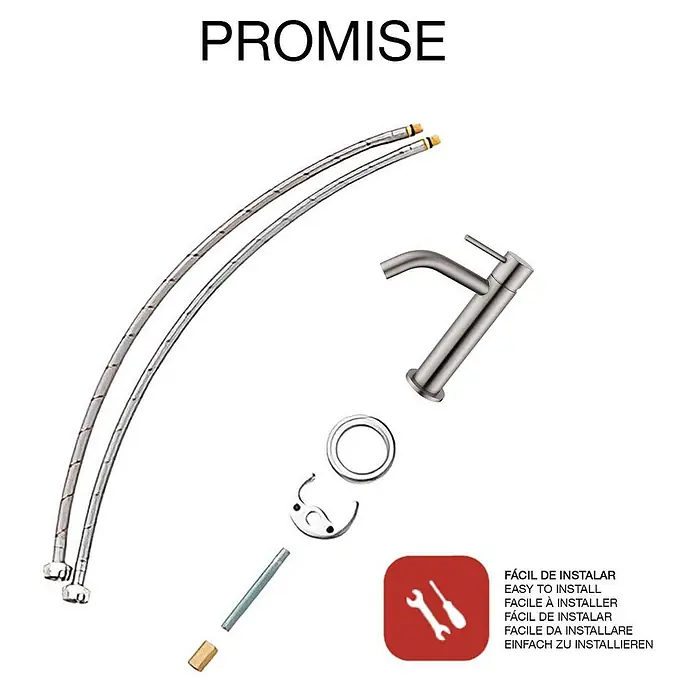Poalgi Waschtischarmatur Promise - Gebürstetes Nickel, Seidenmatt