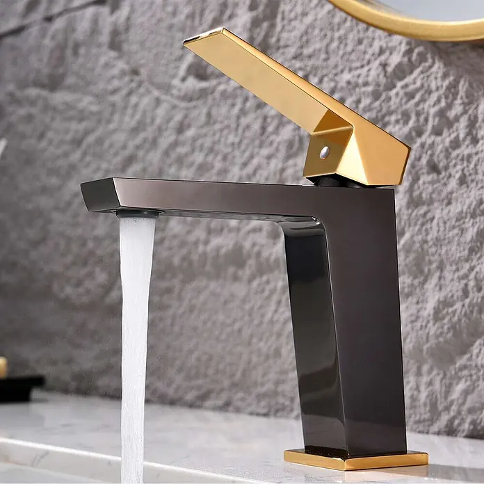 Poalgi Waschtischarmatur Infinite - Schwarzer Kristall und Gold, Glänzend