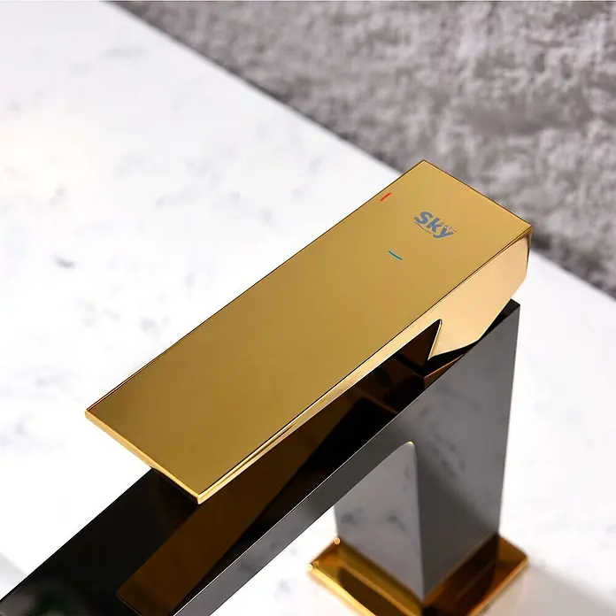Poalgi Waschtischarmatur Infinite - Schwarzer Kristall und Gold, Glänzend