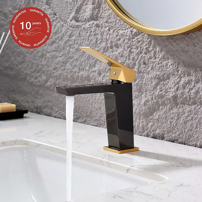 Poalgi Waschtischarmatur Infinite - Schwarzer Kristall und Gold, Glänzend