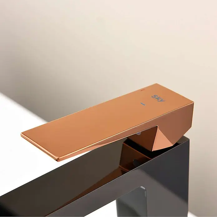 Poalgi Waschtischarmatur Infinite - Schwarzer Kristall und Roségold, Glänzend
