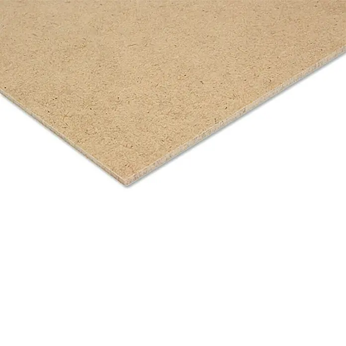 Hartfaserplatte nach Maß - Roh, Stärke: 3,2 mm - Nahaufnahme einer MDF-Platte, die ihre feine Holzfaserstruktur und gleichmäßige Oberfläche für verschiedene Anwendungen zeigt.