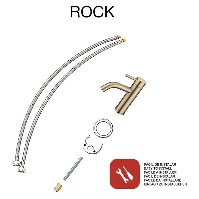 Poalgi Waschtischarmatur Rock - Gebürstetes Gold, Seidenmatt