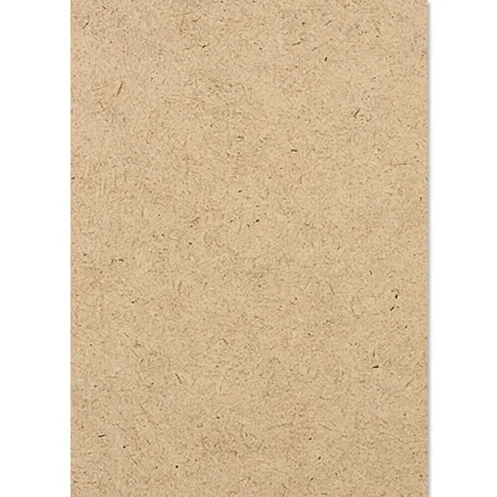 Hartfaserplatte nach Maß - Roh, Stärke: 3,2 mm - Nahaufnahme einer hellbraunen, rohen Spanplatte, die die Textur des Materials hervorhebt. Vielseitig für DIY-Projekte.