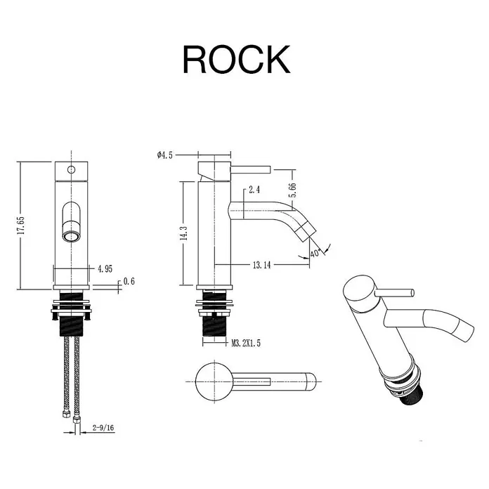 Poalgi Waschtischarmatur Rock - Black Gun Metal, Seidenmatt