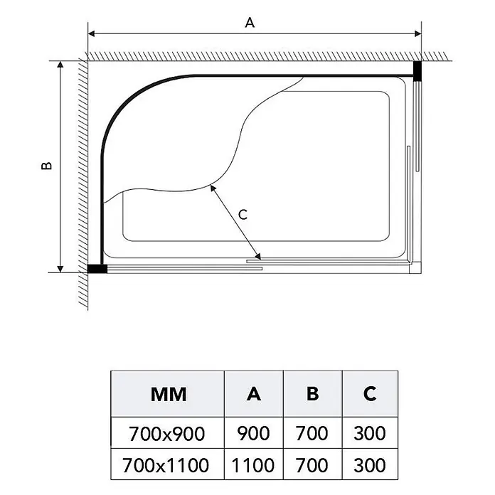 Kiamami Valentina Komplettdusche - 1.100 x 700 x 2.200 cm, Transparent, Weiß