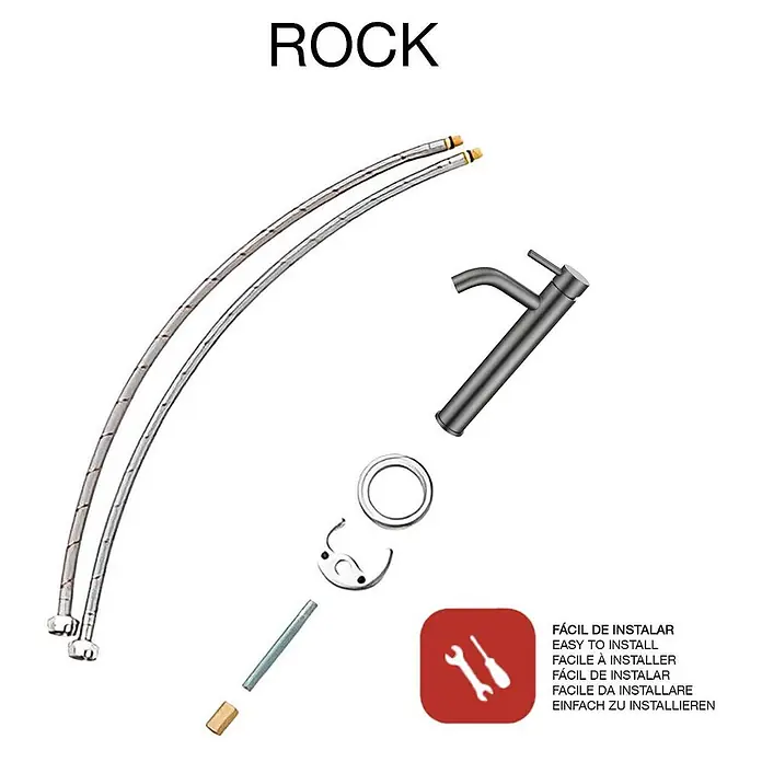 Poalgi Waschtischarmatur Rock - Black Gun Metal, Seidenmatt
