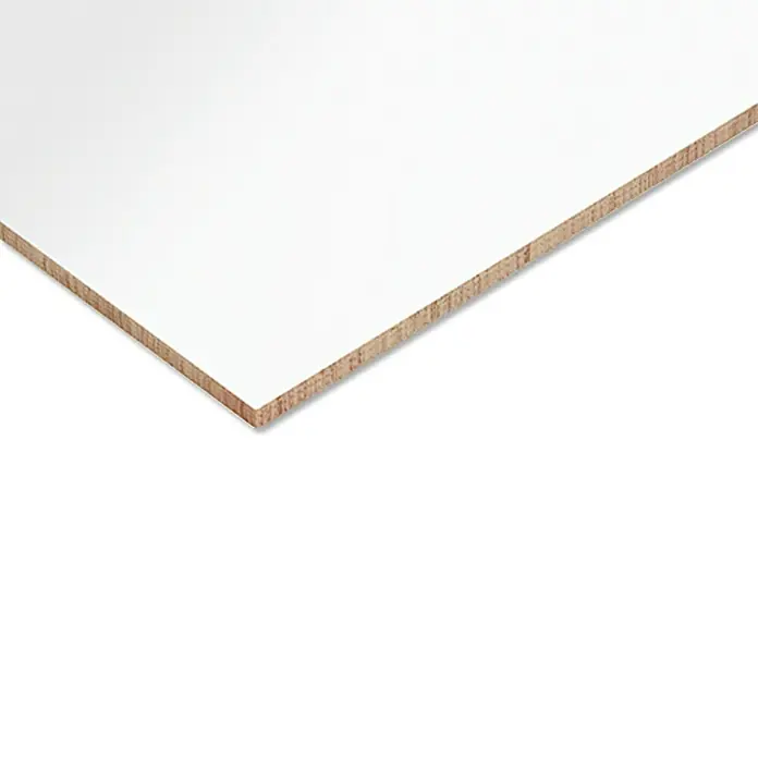 Hartfaserplatte nach Maß - Weiß, Stärke: 5 mm - Weiße Melaminplatte mit Holzstruktur an den Kanten, ideal für Möbelbau und Innenausbau, mit einer strapazierfähigen, leicht zu reinigenden Oberfläche.