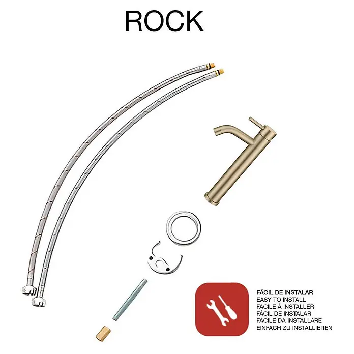 Poalgi Waschtischarmatur Rock - Gebürstetes Gold, Seidenmatt