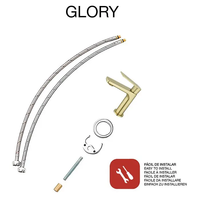Poalgi Waschtischarmatur Glory - Gebürstetes Gold, Seidenmatt