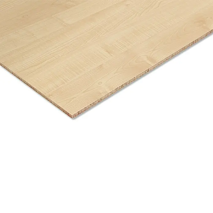 Hartfaserplatte nach Maß - Ahorn, Stärke: 3 mm - Nahaufnahme einer Holzplatte mit einer hellen Holzmaserung, die die Textur und das Material des Produkts hervorhebt.