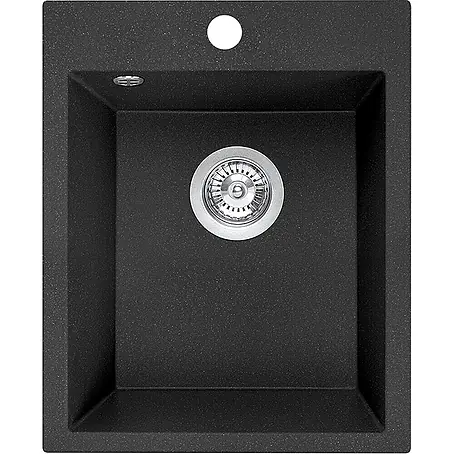 Bad Land  Einbauspüle CHICHI Granitspüle 48 x 39 cm Schwarz, Einzelbecken, Siphon