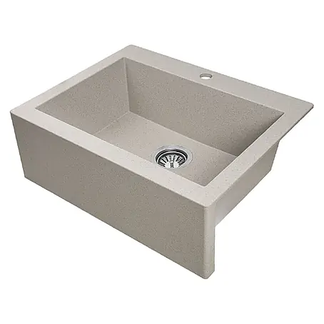 Bad Land  Einbauspüle KOMODO Granitspüle 49 x 58 cm Beige, Einzelbecken, Siphon