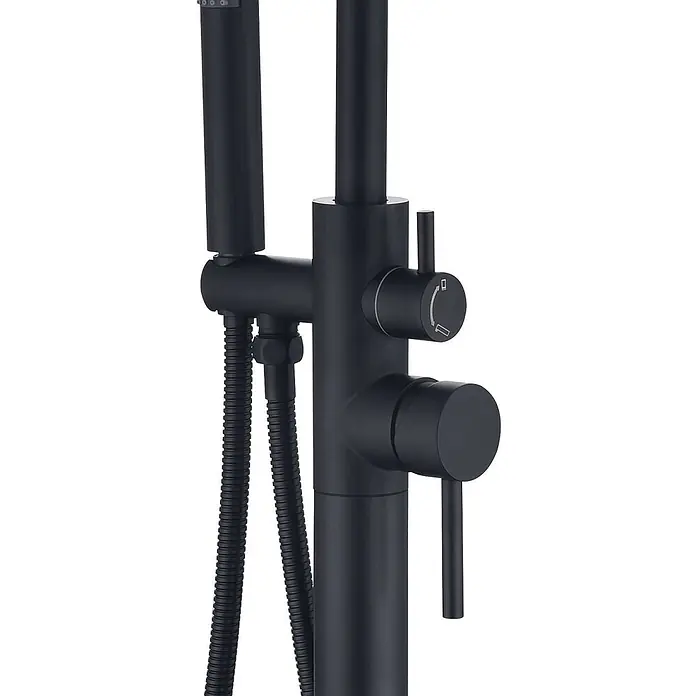Poalgi Badewannenstandarmatur ALPHA - Höhe: 117,5 cm, Mattschwarz, Matt