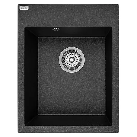 Bad Land  Einbauspüle MONCHICHI Granitspüle 50 x 39 cm Schwarz, Einzelbecken, Siphon