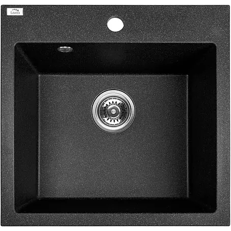 Bad Land  Einbauspüle ALENA Granitspüle 49 x 49 cm Schwarz, Einzelbecken, Siphon
