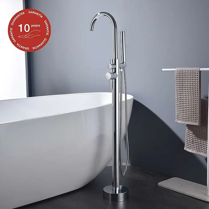 Poalgi Badewannenstandarmatur ALPHA - Höhe: 117,5 cm, Chrom, Glänzend