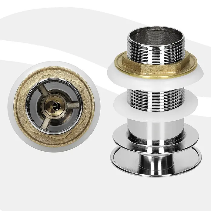 LuxeBath Standventil Messing verchromt ohne Überlauf Universal Silber - Chrom