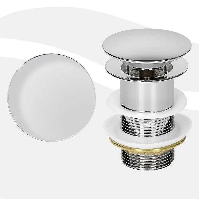 LuxeBath Standventil Messing verchromt ohne Überlauf Universal Silber - Chrom