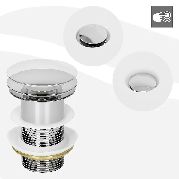 LuxeBath Standventil Messing verchromt ohne Überlauf Universal Silber - Chrom