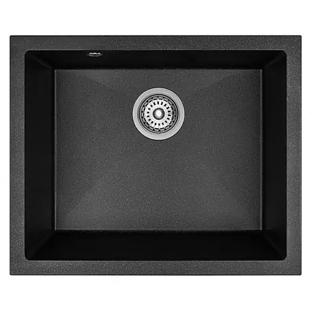 Bad Land  Einbauspüle IBIZA Granitspüle 56 x 46 cm Schwarz, Einzelbecken, Siphon