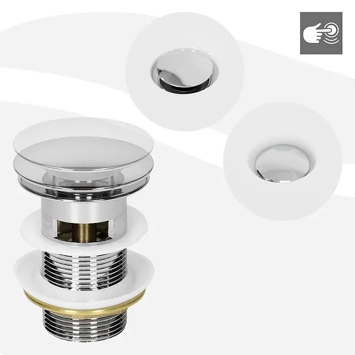 LuxeBath Standventil Messing verchromt mit Überlauf Universal Silber - Chrom