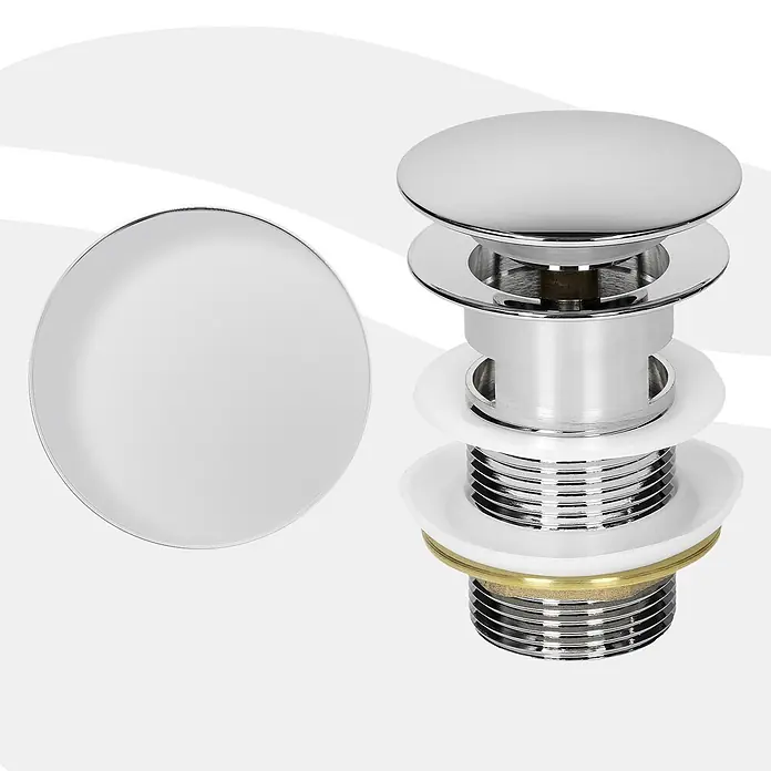 LuxeBath Standventil Messing verchromt mit Überlauf Universal Silber - Chrom