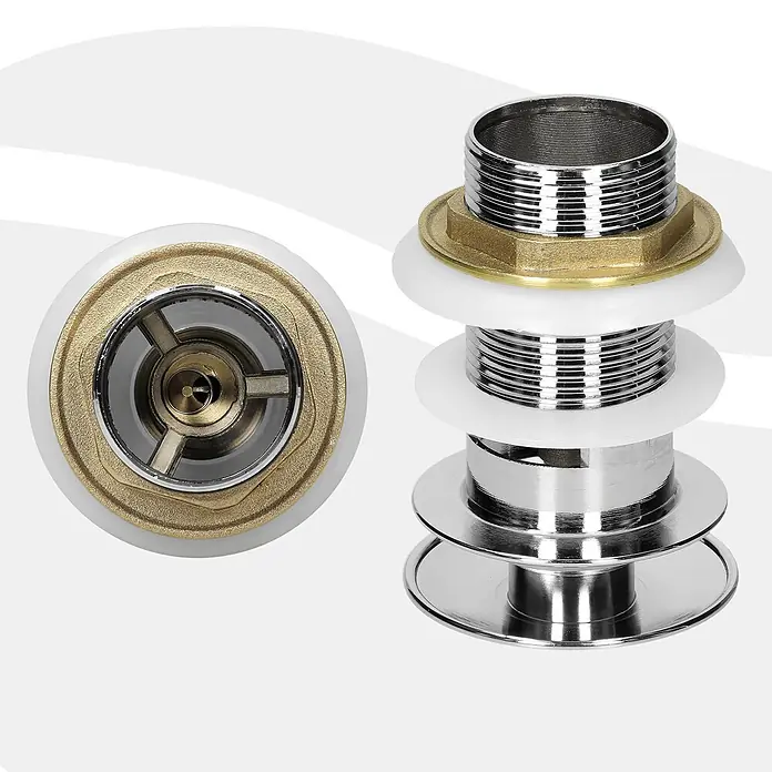 LuxeBath Standventil Messing verchromt mit Überlauf Universal Silber - Chrom
