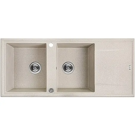 Bad Land  Einbauspüle MEGALO Granitspüle 50 x 116 cm Beige, Doppelbecken, lange Abtropffl.