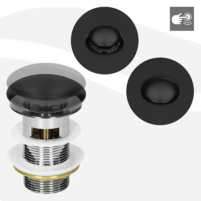 LuxeBath Standventil Universal Schwarz mit Überlauf und Keramikdeckel - Schwarz