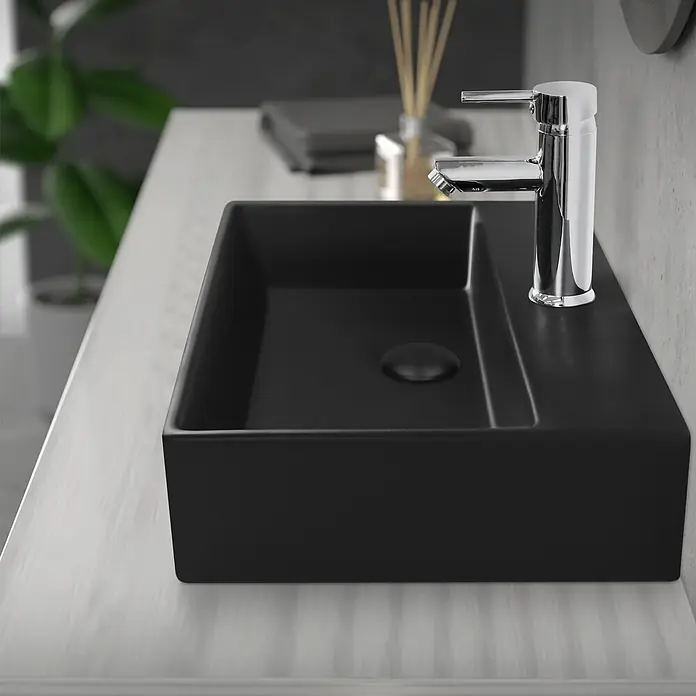 LuxeBath Standventil Universal Schwarz Keramikdeckel ohne Überlauf - Schwarz