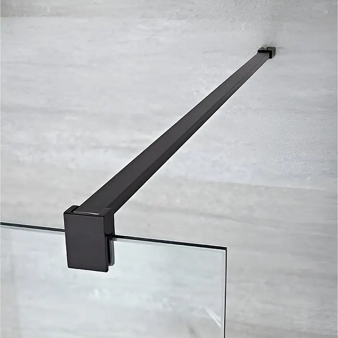 Bad Land Nischendusche AVEO BLACK Walk-In Duschwand 90 x 195 cm Schwarz, 8 mm, Transparentglas - Beschichtet, Schwarz, 8 mm