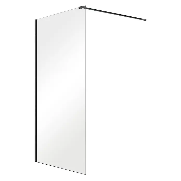 Bad Land Nischendusche AVEO BLACK Walk-In Duschwand 90 x 195 cm Schwarz, 8 mm, Transparentglas - Beschichtet, Schwarz, 8 mm