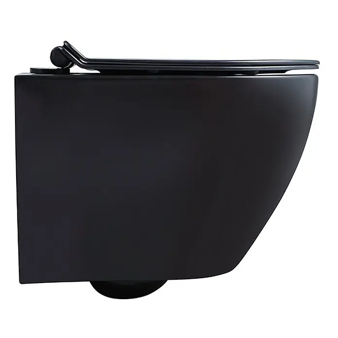 Bad Land Wand-WC ROLO Wand-WC Schwarz, randlos, Slim Soft-Close WC-Sitz - WC Abgang: Waagerecht, Schwarz