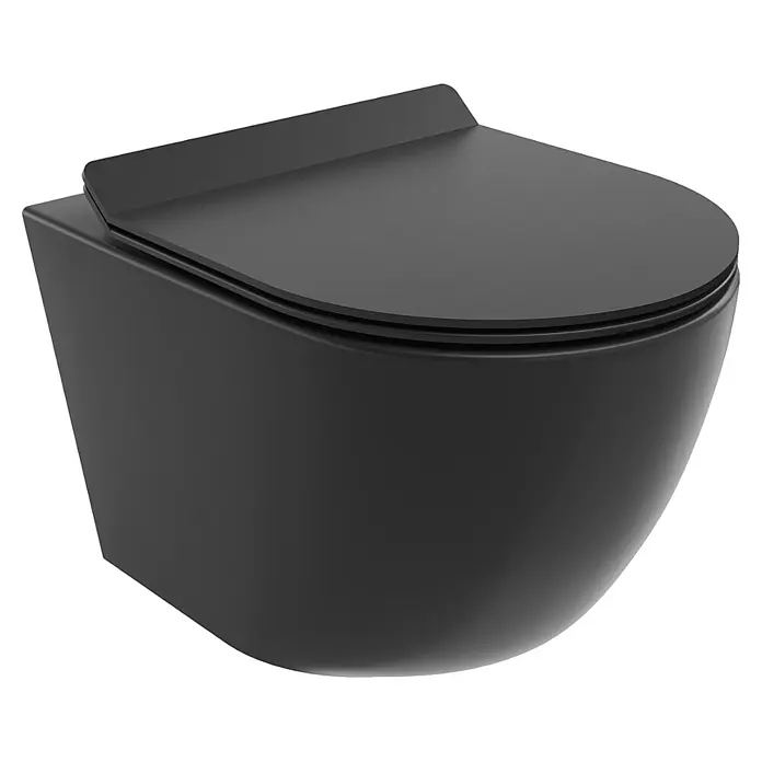 Bad Land Wand-WC ROLO Wand-WC Schwarz, randlos, Slim Soft-Close WC-Sitz - WC Abgang: Waagerecht, Schwarz