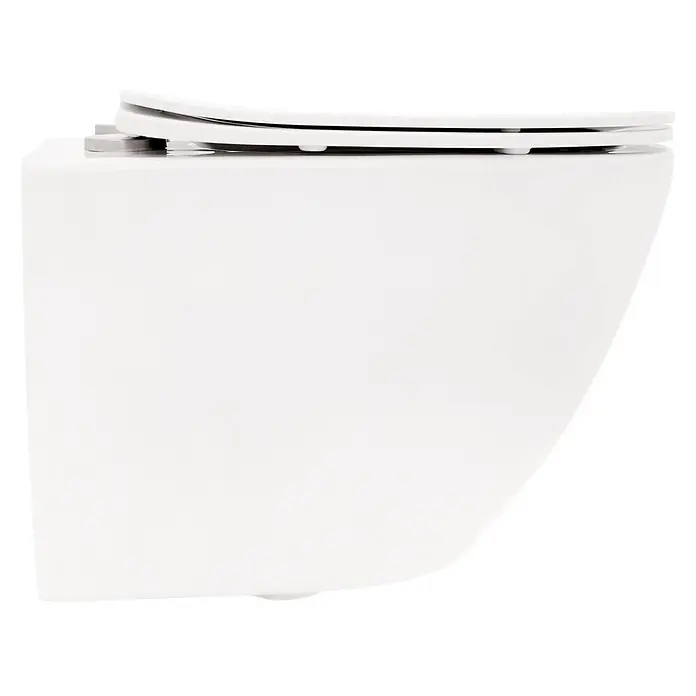 Bad Land Wand-WC ROLO Wand-WC Weiß, randlos, Slim Soft-Close WC-Sitz - WC Abgang: Waagerecht, Weiß