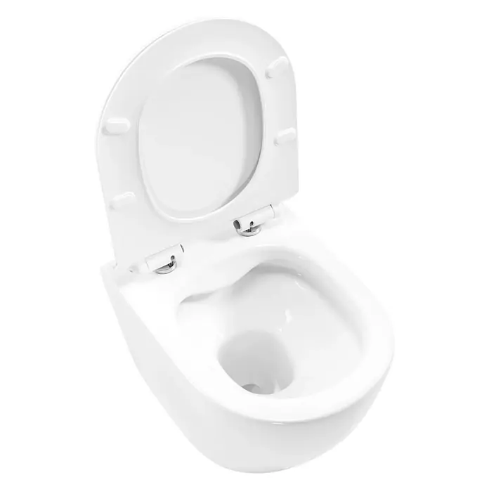 Bad Land Wand-WC ROLO Wand-WC Weiß, randlos, Slim Soft-Close WC-Sitz - WC Abgang: Waagerecht, Weiß