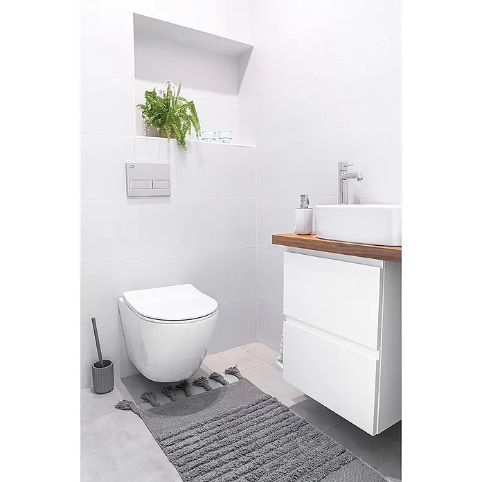 Bad Land Wand-WC ROLO Wand-WC Weiß, randlos, Slim Soft-Close WC-Sitz - WC Abgang: Waagerecht, Weiß