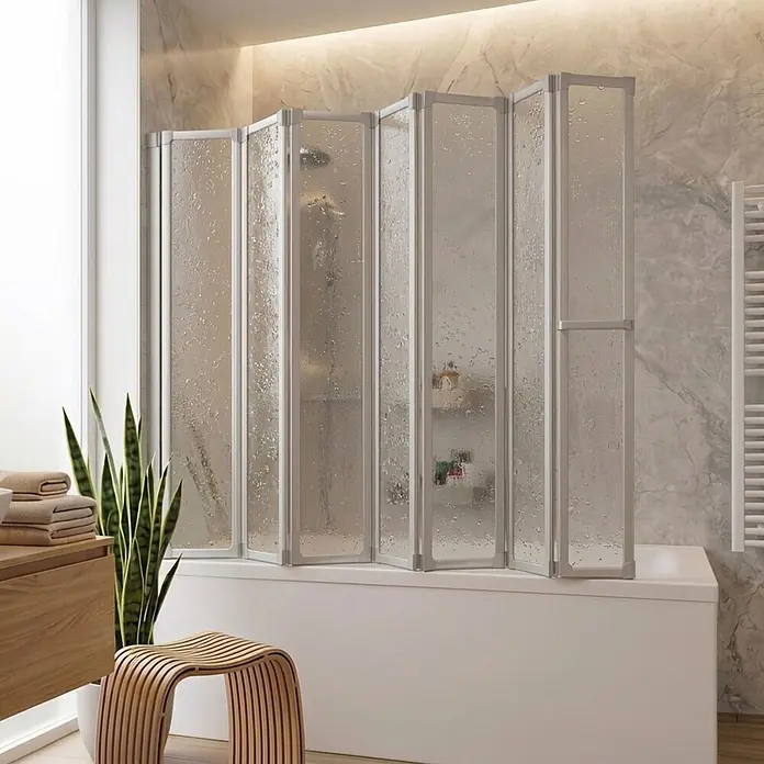 Interpromo Badewannenaufsatz 7-teilig 159 x 140 cm fatltbar Alunatur - B x H: 159 x 140 cm, 7 Stk., Alu-Natur