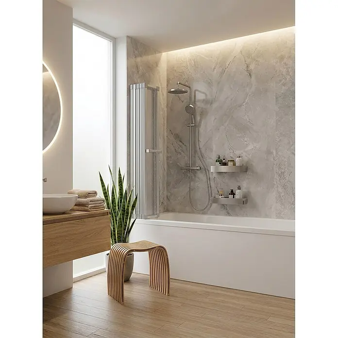 Interpromo Badewannenaufsatz 7-teilig 159 x 140 cm fatltbar Alunatur - B x H: 159 x 140 cm, 7 Stk., Alu-Natur