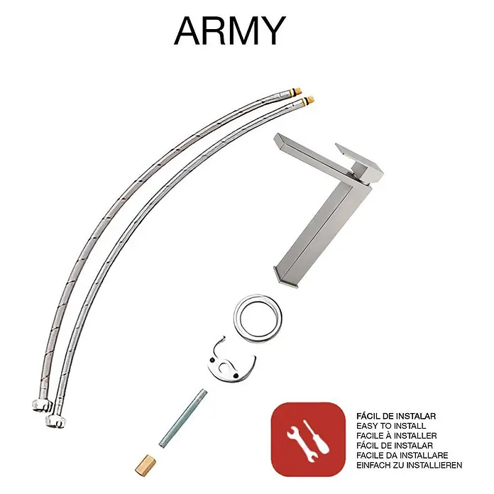 Poalgi Waschtischarmatur Army - Gebürstetes Nickel, Seidenmatt