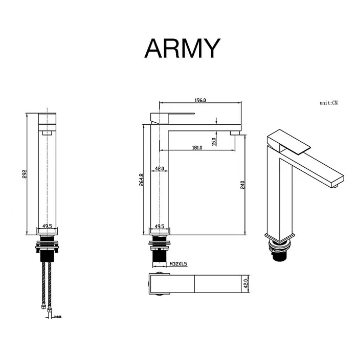 Poalgi Waschtischarmatur Army - Gebürstetes Nickel, Seidenmatt