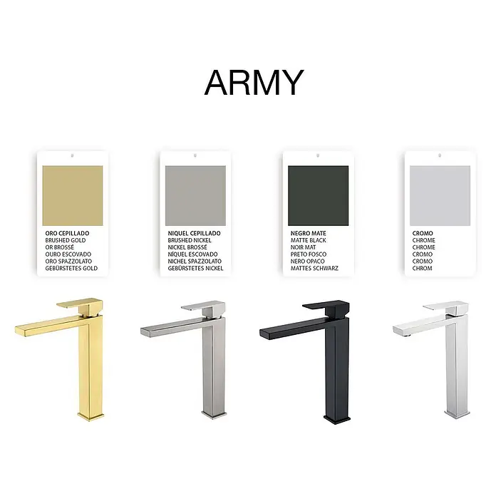 Poalgi Waschtischarmatur Army - Gebürstetes Nickel, Seidenmatt