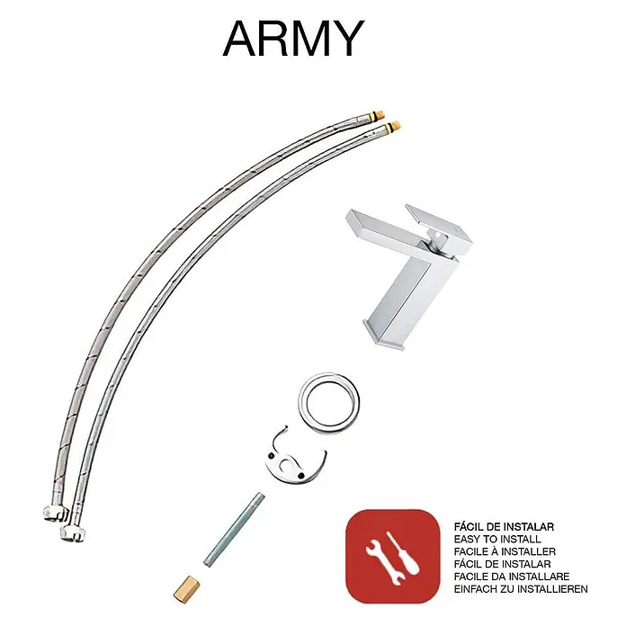 Poalgi Waschtischarmatur Army - Chrom, Glänzend