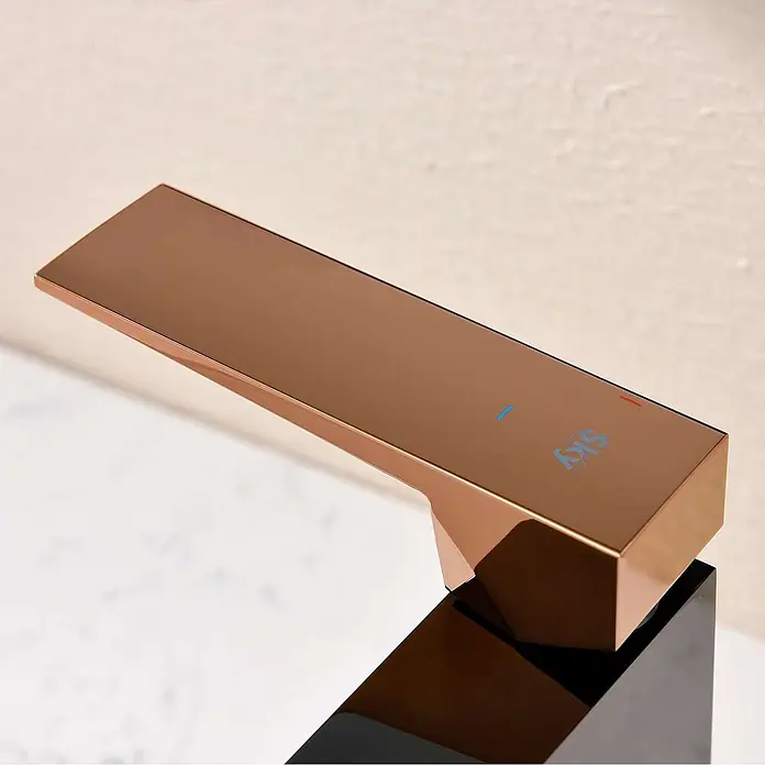 Poalgi Waschtischarmatur Infinite - Schwarzer Kristall und Roségold, Glänzend