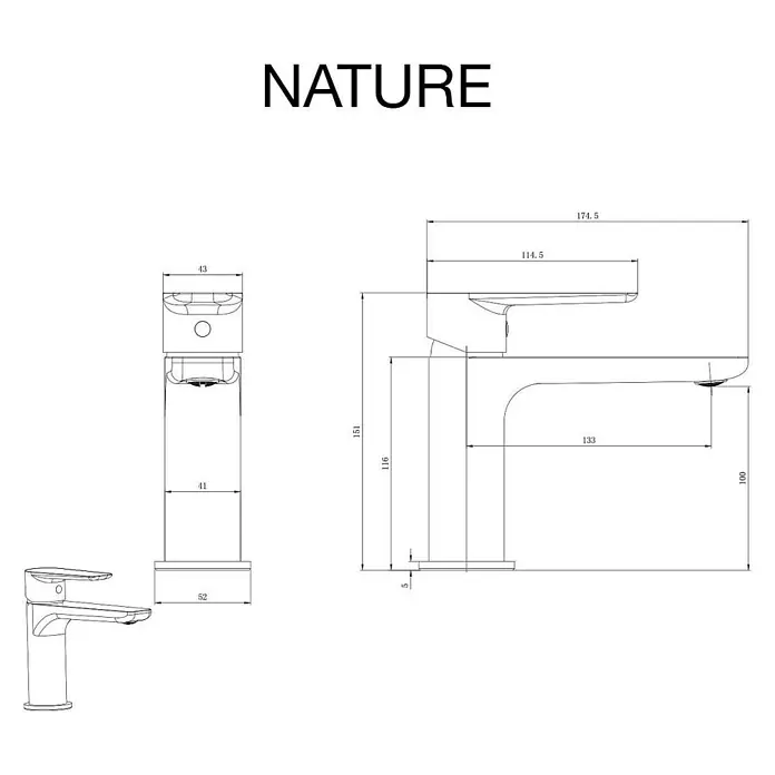 Poalgi Waschtischarmatur Nature - Mattschwarz, Matt