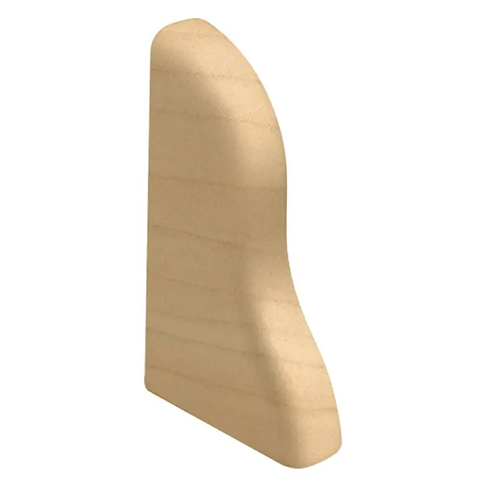 LOGOCLIC Endkappe K40 - Ahorn, 2 Stk., Geeignet für: Sockelleiste K40 - Nahaufnahme einer natürlich wirkenden, unbehandelten Holzleiste mit abgerundeten Kanten, ideal für DIY-Projekte und Möbelveredelung.