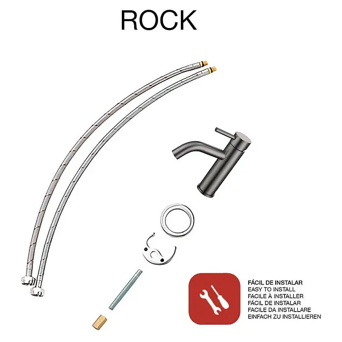 Poalgi Waschtischarmatur Rock - Black Gun Metal, Seidenmatt