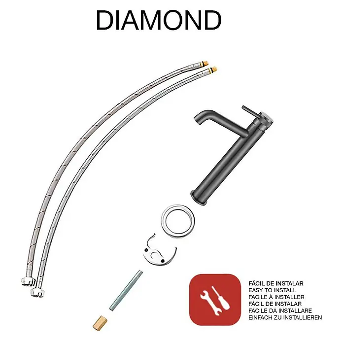 Poalgi Waschtischarmatur Diamond - Mattgrau, Matt