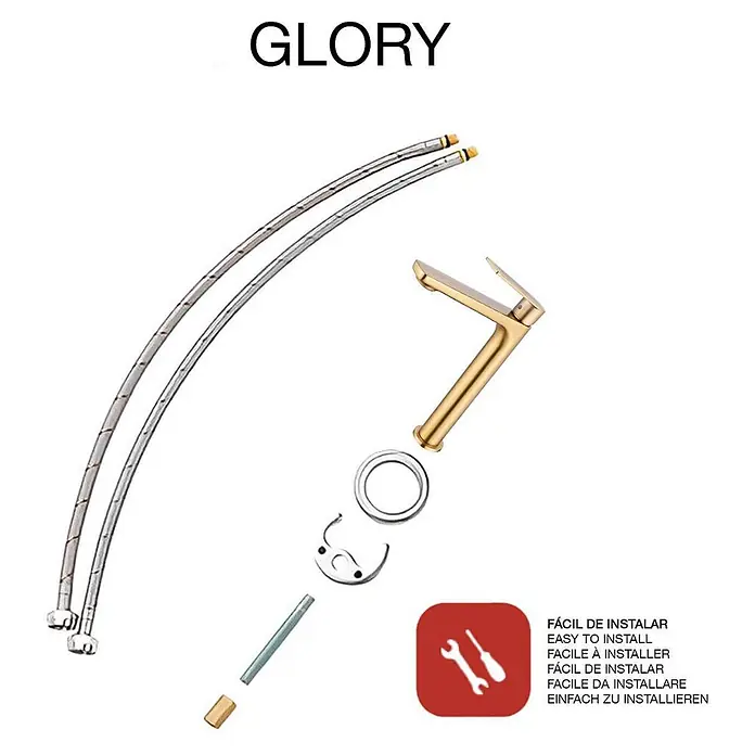 Poalgi Waschtischarmatur Glory - Gebürstetes Gold, Seidenmatt